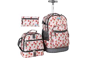 seastig Rolling Backpack 18in Wheeled Backpack with Lunch Bag and Pencil Case