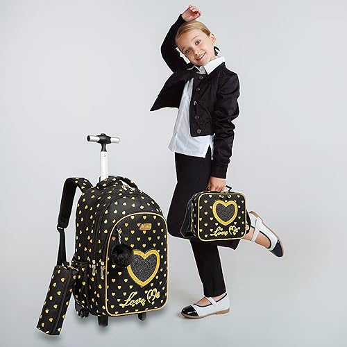 Miniatura 6 de Egchescebo Mochilas escolares para niños, mochila con ruedas para niñas, equipaje con ruedas