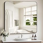 COFENY Bathroom Mirror, 20"x28" Black Rectangle Mirror, Wall Mounted Framed Mirror with Round Corner for Bedroom Living Room, Entryway Hangs Horizontal or Vertical