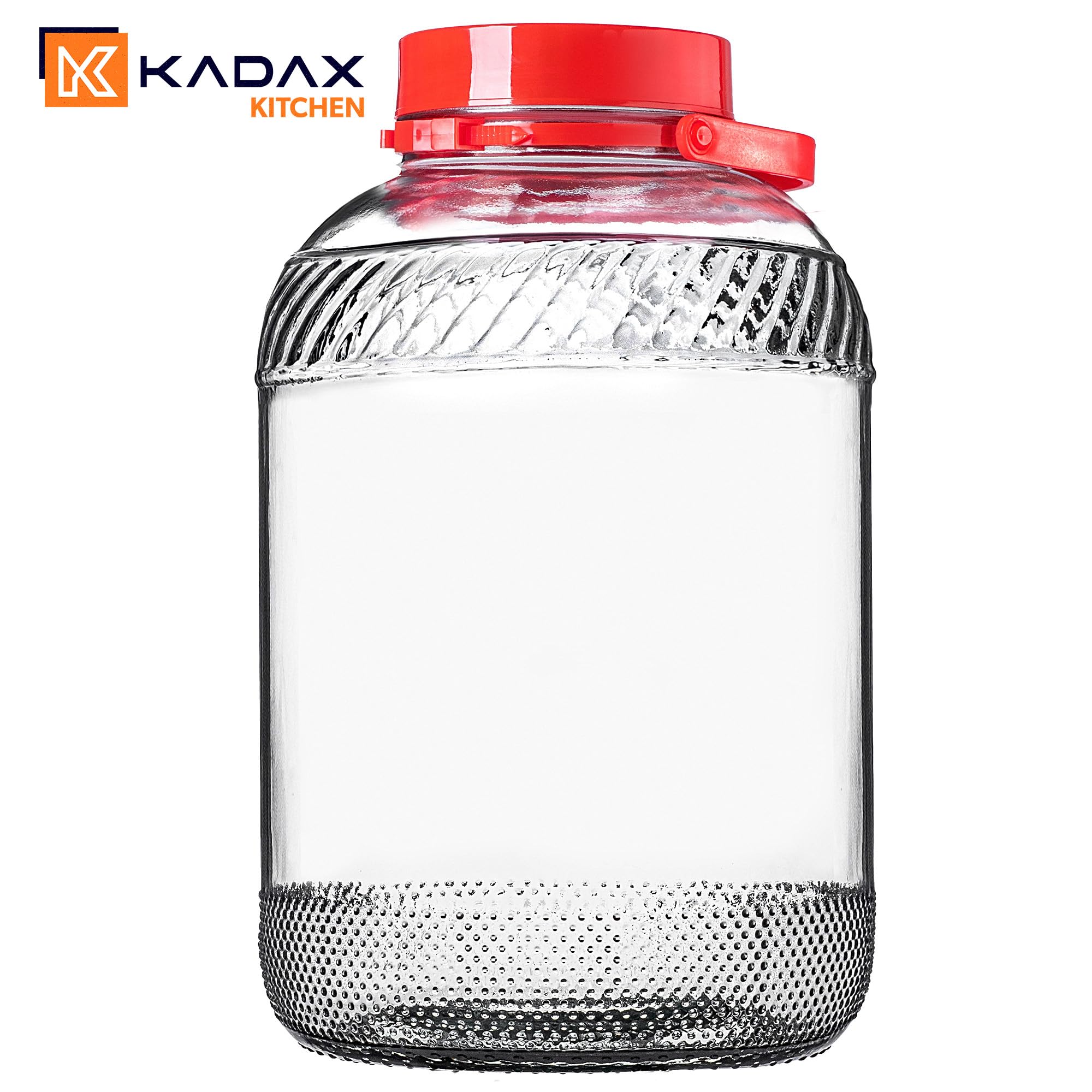 KADAX Gurkenglas mit Deckel, Einmachglas, luftdichte Konservierung, Glasballon, universelles Glas, Vorratsglas für Gurken, Aufbewahrung, Aufbewahrungsglas, Einweckglas (10L)