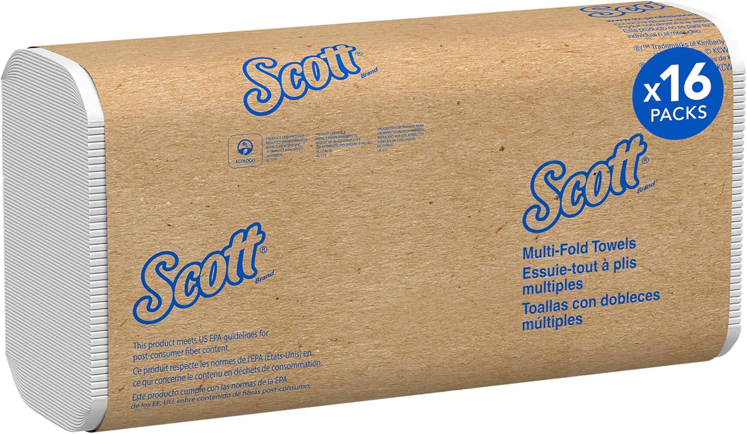 Scott Professional Universal Multifold Paper Towels, Bulk (01840), Absorbency Pockets, White, 9.2"x9.4" Towel, Compressed, Compact (250 Sheets/Pack, 16 Packs/Case, 4,000 Sheet Total) 250 Sheet (Pack of 16)