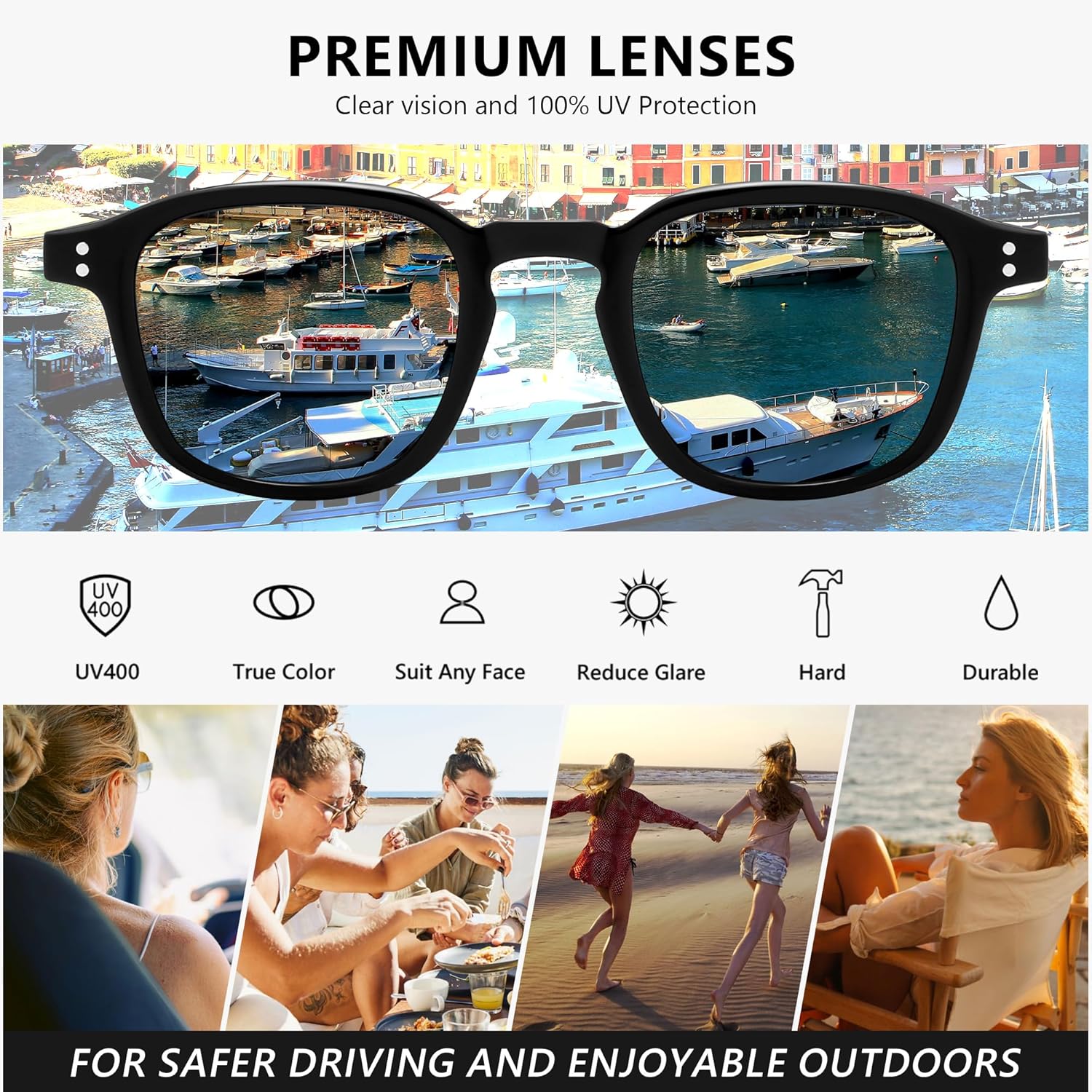 FEISEDY Retro Square Sunglasses Women Men Vintage Trendy Shades UV400 Protection B0306 - Image 5