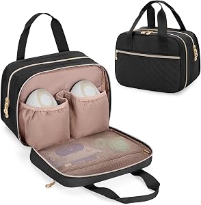 Damero Wearable Breast Pump Bag Compatible with Elvie, Willow and Momcozy Breast Pump, Carrying Case for Hand-Free Wearable Breast Pumps, Pump Parts and More, Black