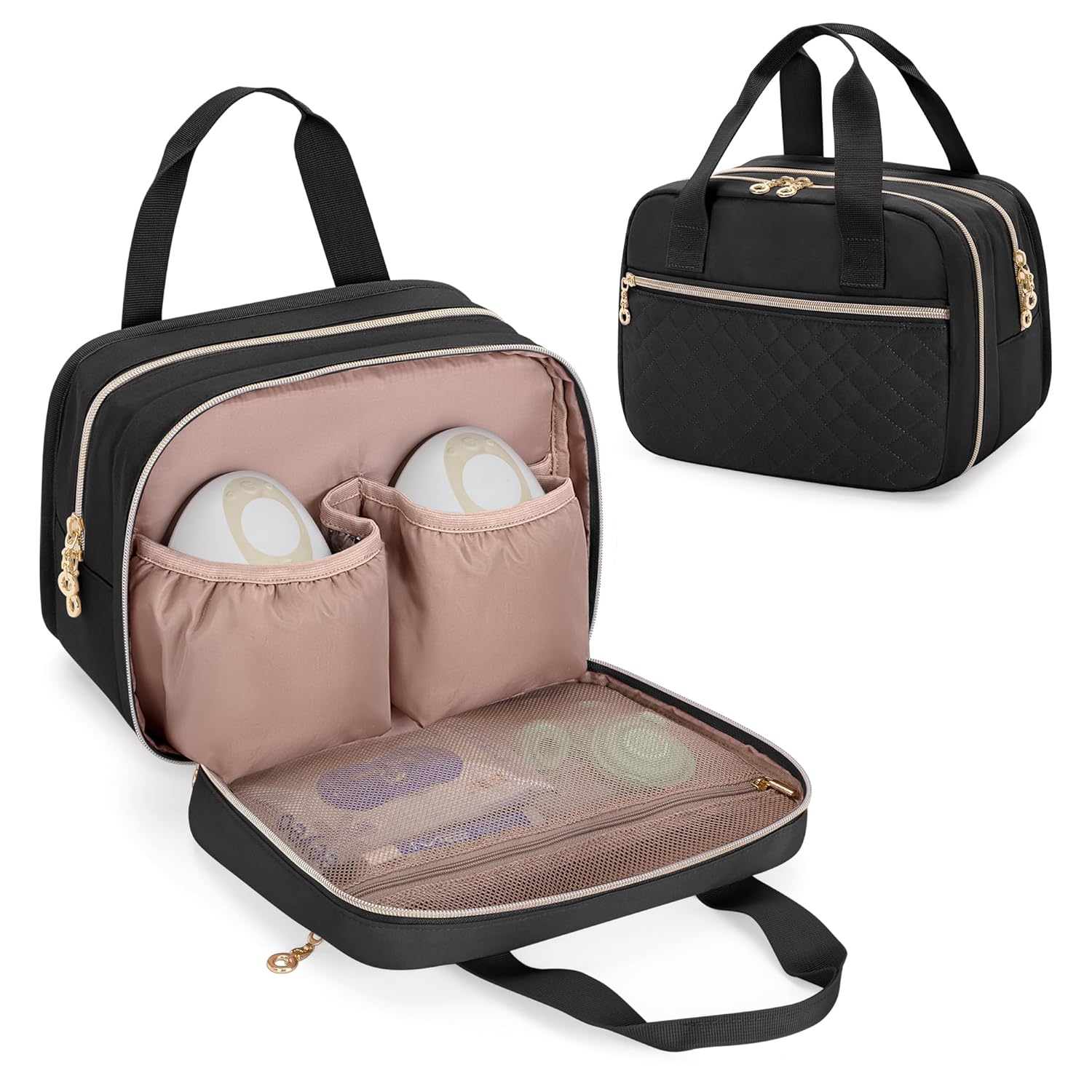 Damero Wearable Breast Pump Bag Compatible with Elvie, Willow and Momcozy Breast Pump, Carrying Case for Wearable Breast Pumps, Pump Parts and More, Black