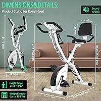 Vista 5 de BARWING Bicicleta de Ejercicio Estática para Entrenamiento en Casa, Bicicleta de Interior Plegable de 5 en 1 para Personas Mayores, Capacidad