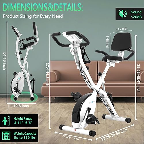 Miniatura 6 de BARWING Bicicleta estática estática para entrenamiento en casa, bicicleta de ciclismo plegable 5 en 1 para personas mayores, capacidad de 350