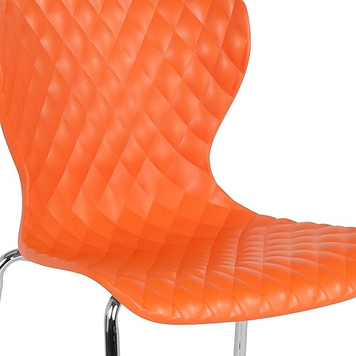 Miniatura 8 de Flash Furniture Lowell Silla apilable de plástico naranja de diseño contemporáneo