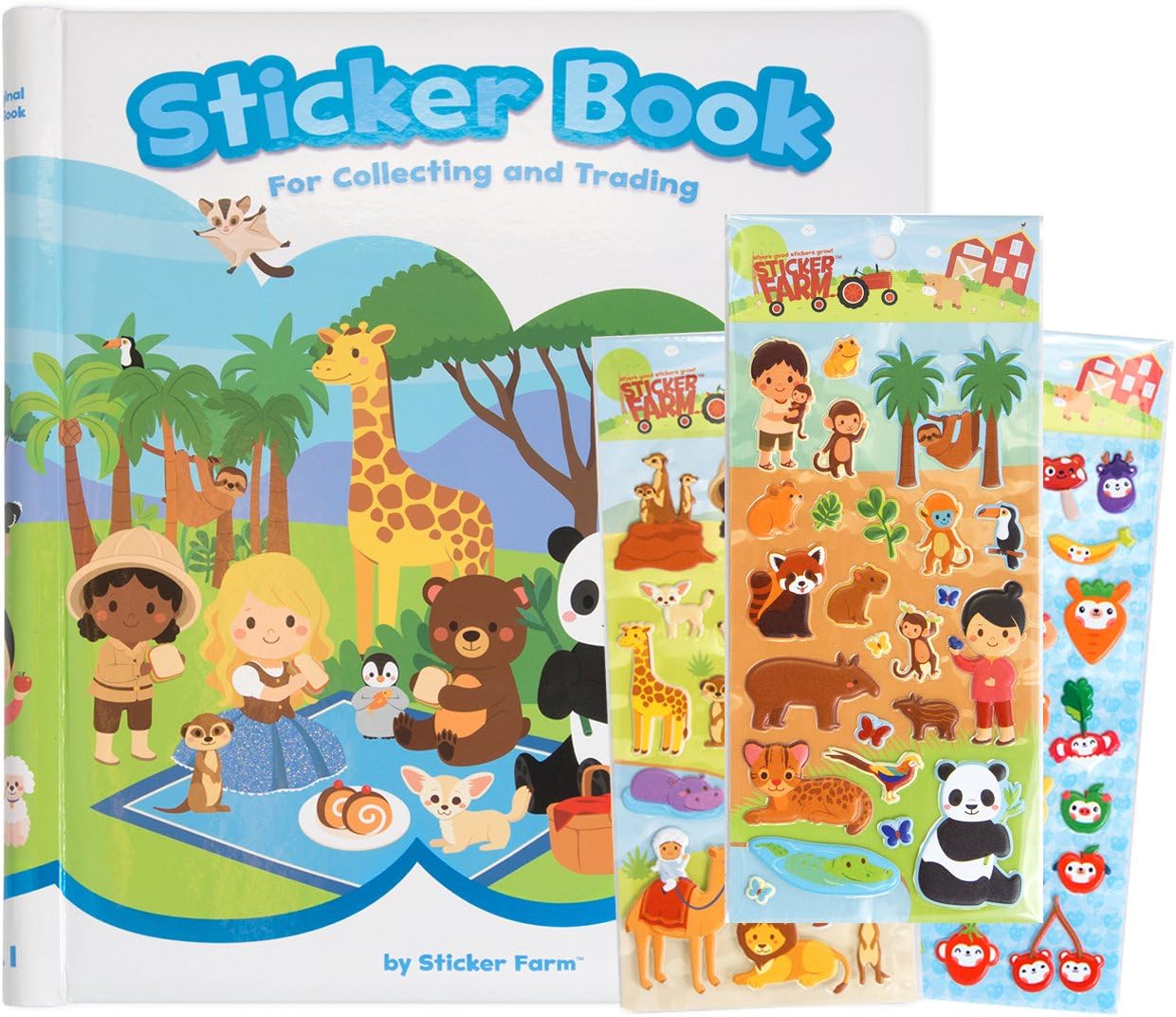 Original Series Large (10 x 10.5 in) Reusable Sticker Book for Collecting and Trading, Boys and Girls - Large Starter Activity Album with 75+ Puffy Stickers