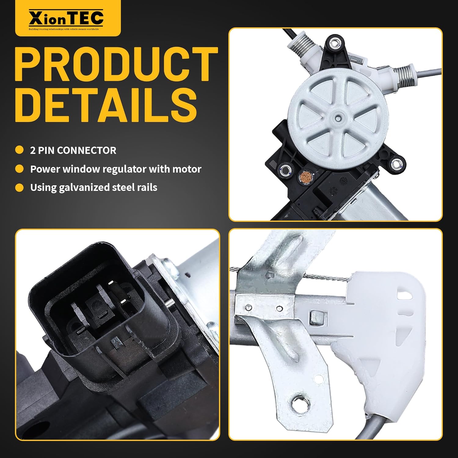 Power Window Regulator with Motor, Rear Driver Side, Compatible with Honda Accord 2003 2004 2005 2006 2007 (Sedan 4-Door Only) Replace# 72750-SDA-A01 72750-SDC-A01 748-044