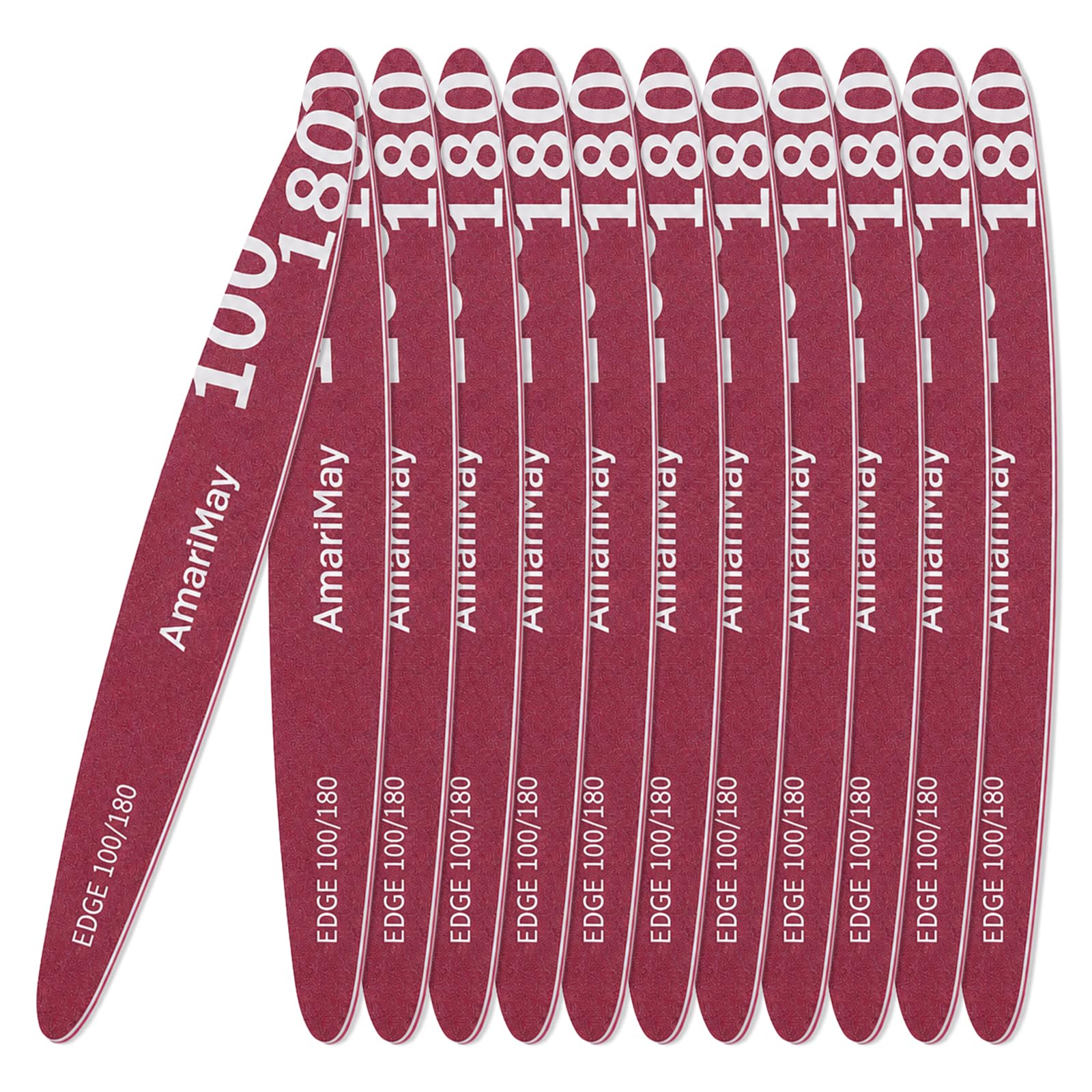 Nail File Combo, 12 Pcs 100/180 Edge Nail Files, Double Sided Washable Emery Boards, Professional Manicure Tools for Acrylic Gel Natural Nails, Salon Bulk Nail Care Set