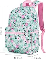 Vista 2 de Choco Mocha Mochila escolar de viaje para niñas de 17 pulgadas, Floral - Verde, Mochilas Daypack