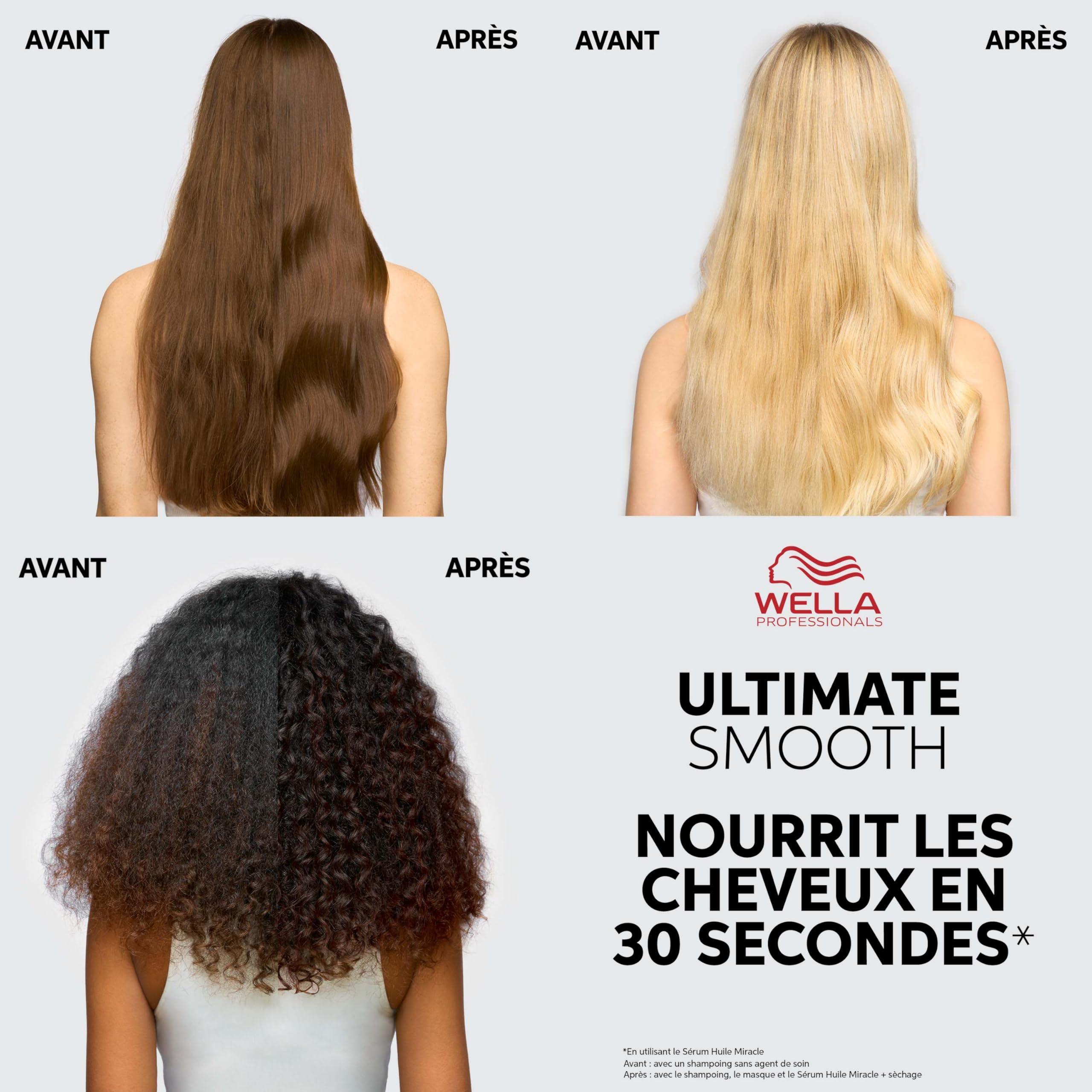 Wella Professionals Ultimate Smooth Shampoing - shampoing nourissant à base de squalane et d'oméga-9 pour cheveux secs, ternes et frisés