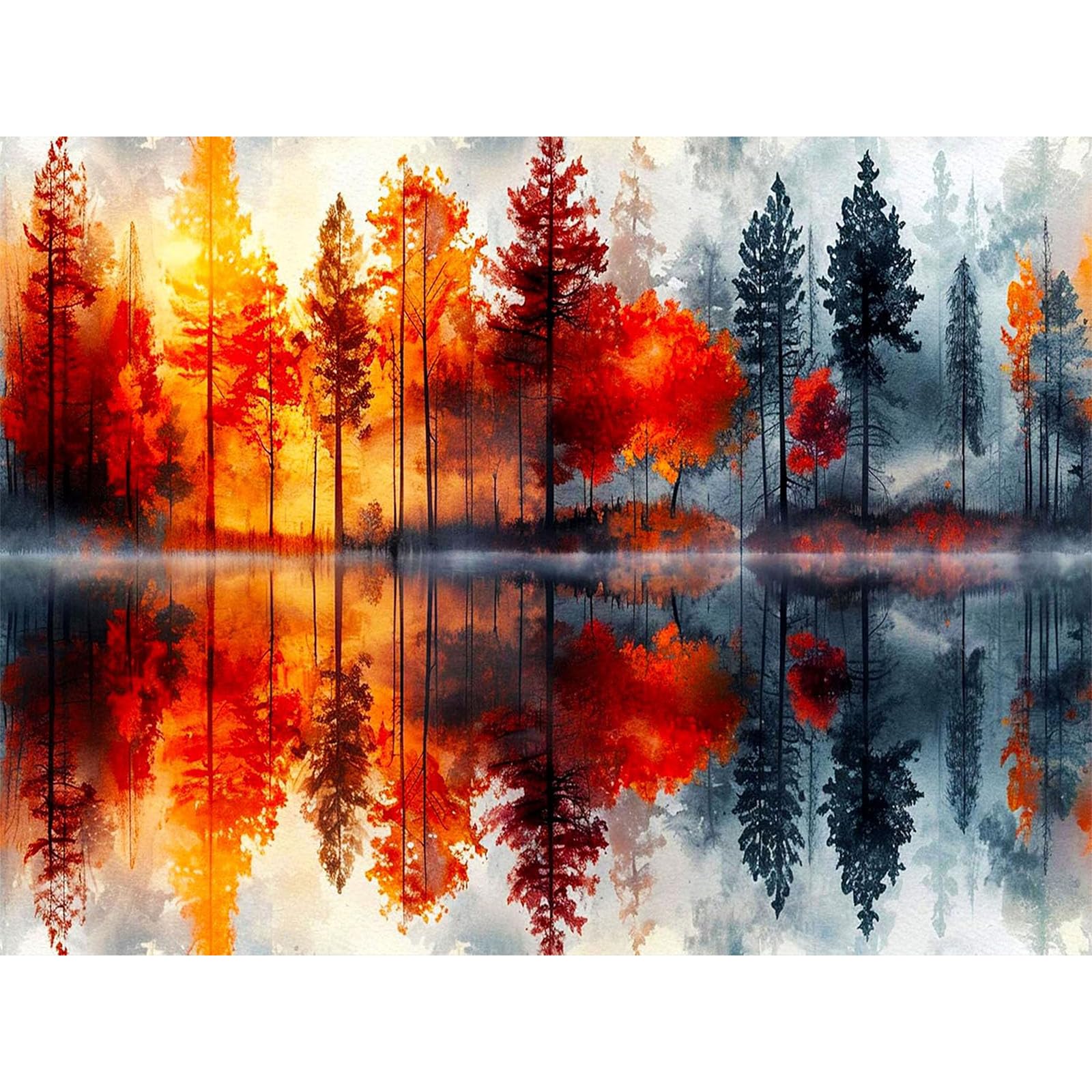 DIY Paint by Numbers for Adults, Tree Canvas Oil Painting Kit for Adults, Landscape Craft Art Painting Kit Acrylic Pigment Drawing Paintwork for Gift Home Wall Decor 12x16 inch (Without Frame)