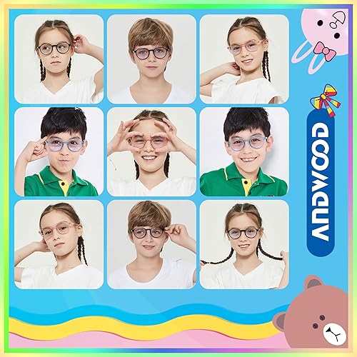 Miniatura 4 de ANDWOOD Gafas de luz azul para niños, niñas, niños, computadora, juegos, anti rayos azules, gafas de sol polarizadas de 3 a 12 años