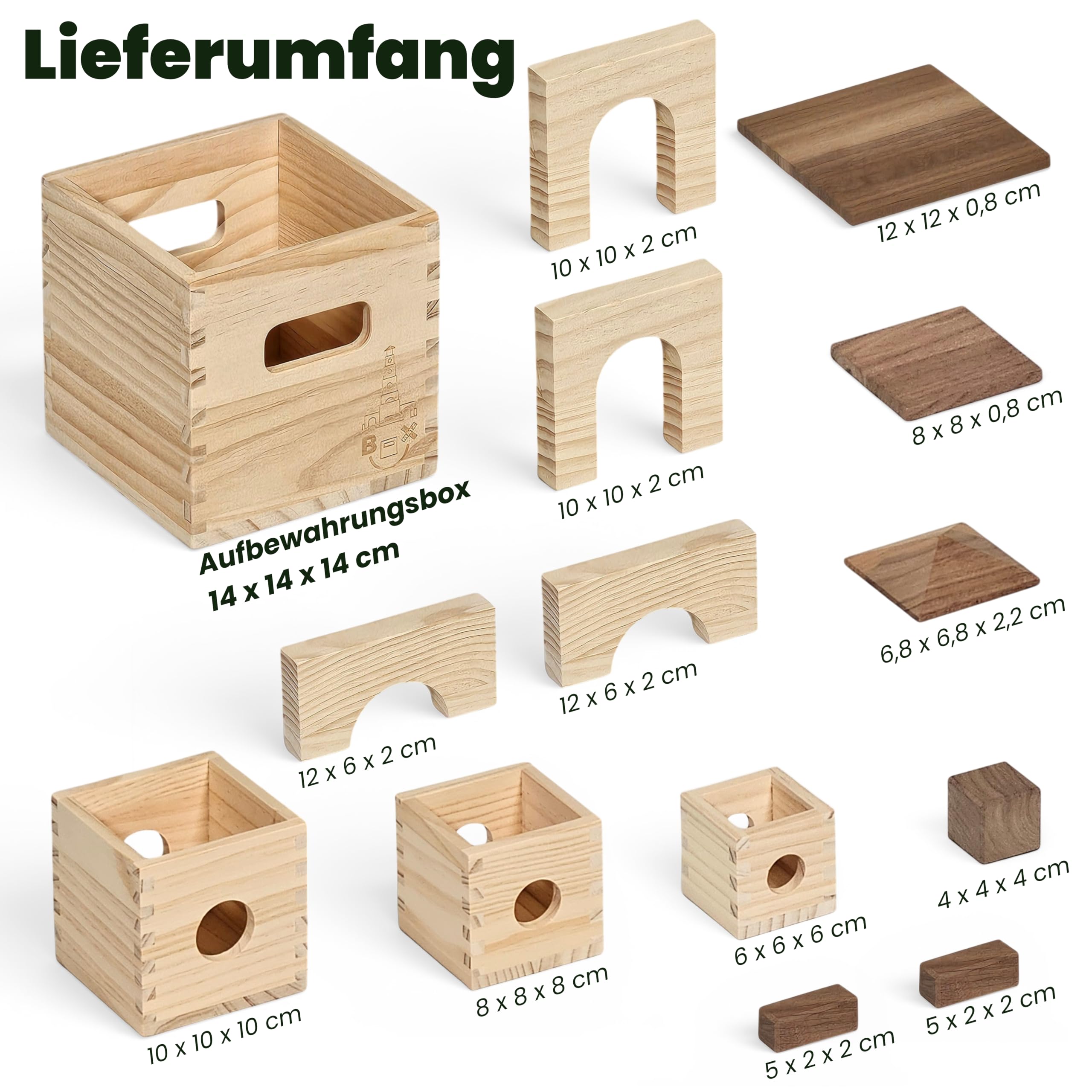 MATZBOX S-Box Montessori - Giocattolo creativo in mattoncini in legno, giocattolo in legno di alta qualità per bambini da 1 a 7 anni, blocchi e scatole versatili per giocare liberamente, regalo
