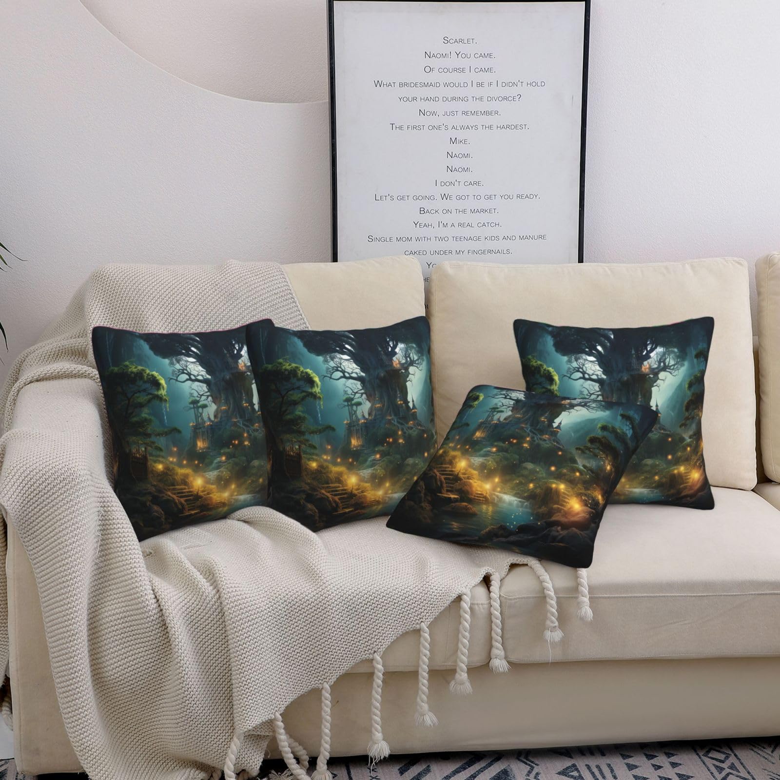 Lot de 4 housses de coussin modernes pour canapé de chambre et salon 50x50