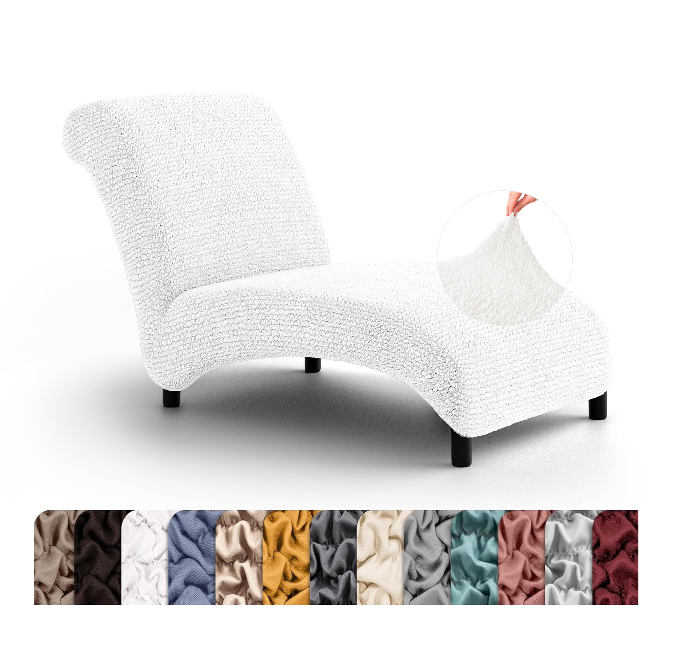 PAULATO BY GA.I.CO. Stretch Chaise Lounge Slipcover 1-Piece – Soft Bi-Elastic Cover for Lounge Chair – Furniture Protector Machine Washable – Crisp