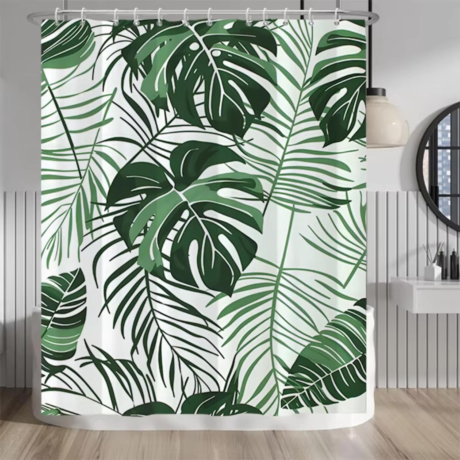 Rideau de douche plantes tropicales 130x190 cm grand format imperméable