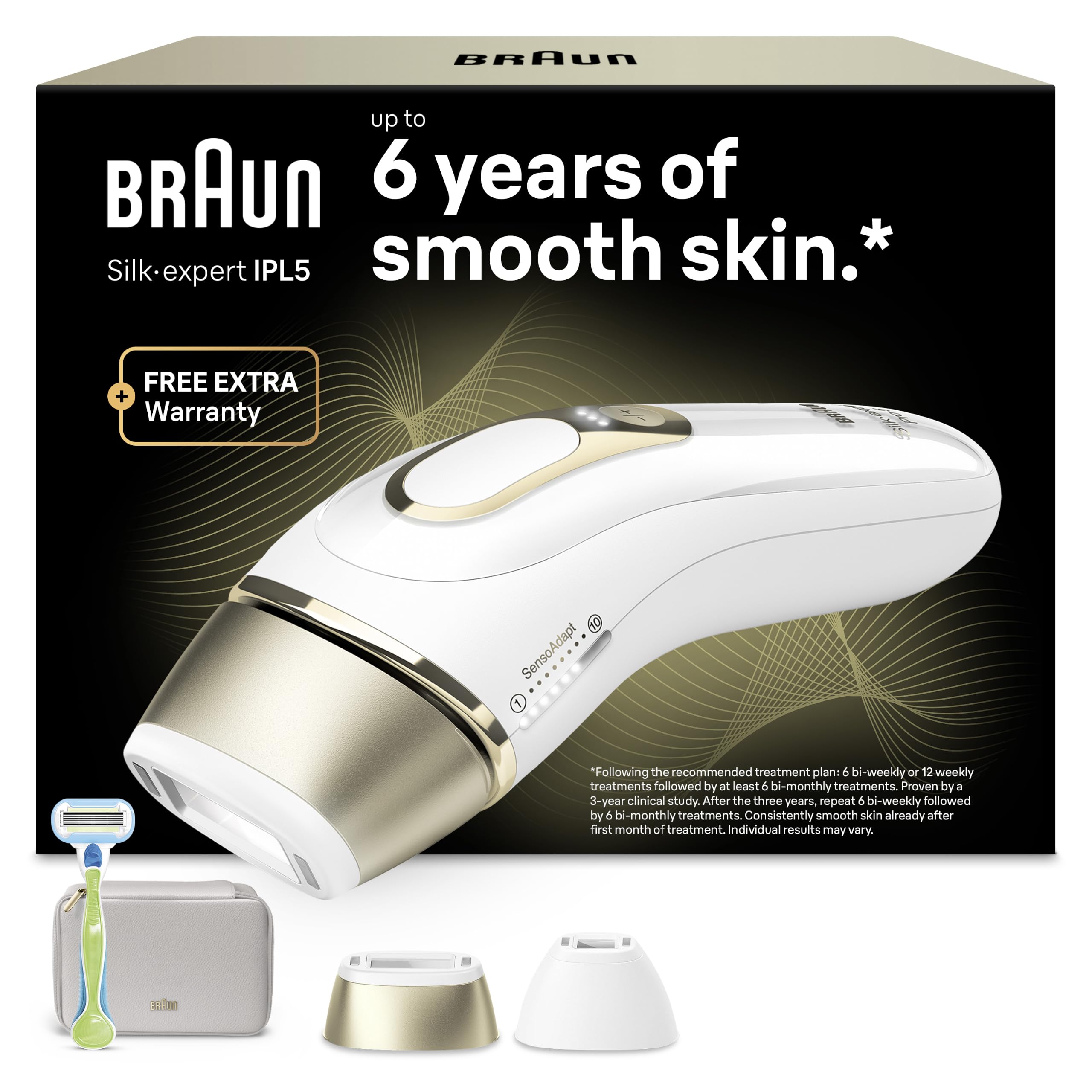 Braun IPL Geräte Haarentfernung Silk·expert Pro 5, PL5152, Weiß/Gold