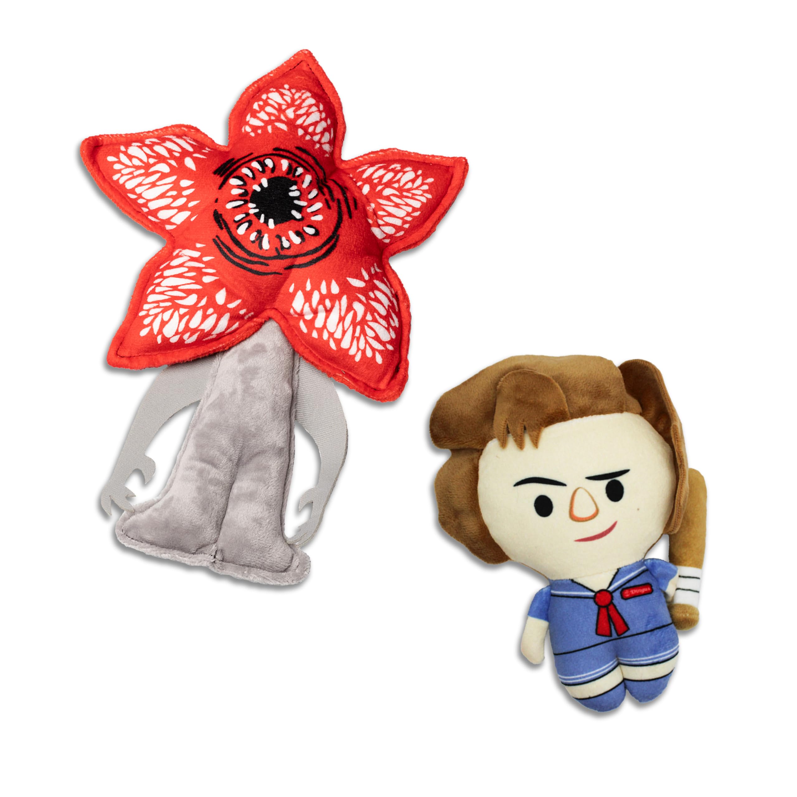 design LAB, Inc. Stranger Things Official Merchandise | Interactive Toys for Indoor Play | Steve & Demogoron 2-Pack Set | Cool Dog Toy Stuffed Animals | Stranger Things Toys