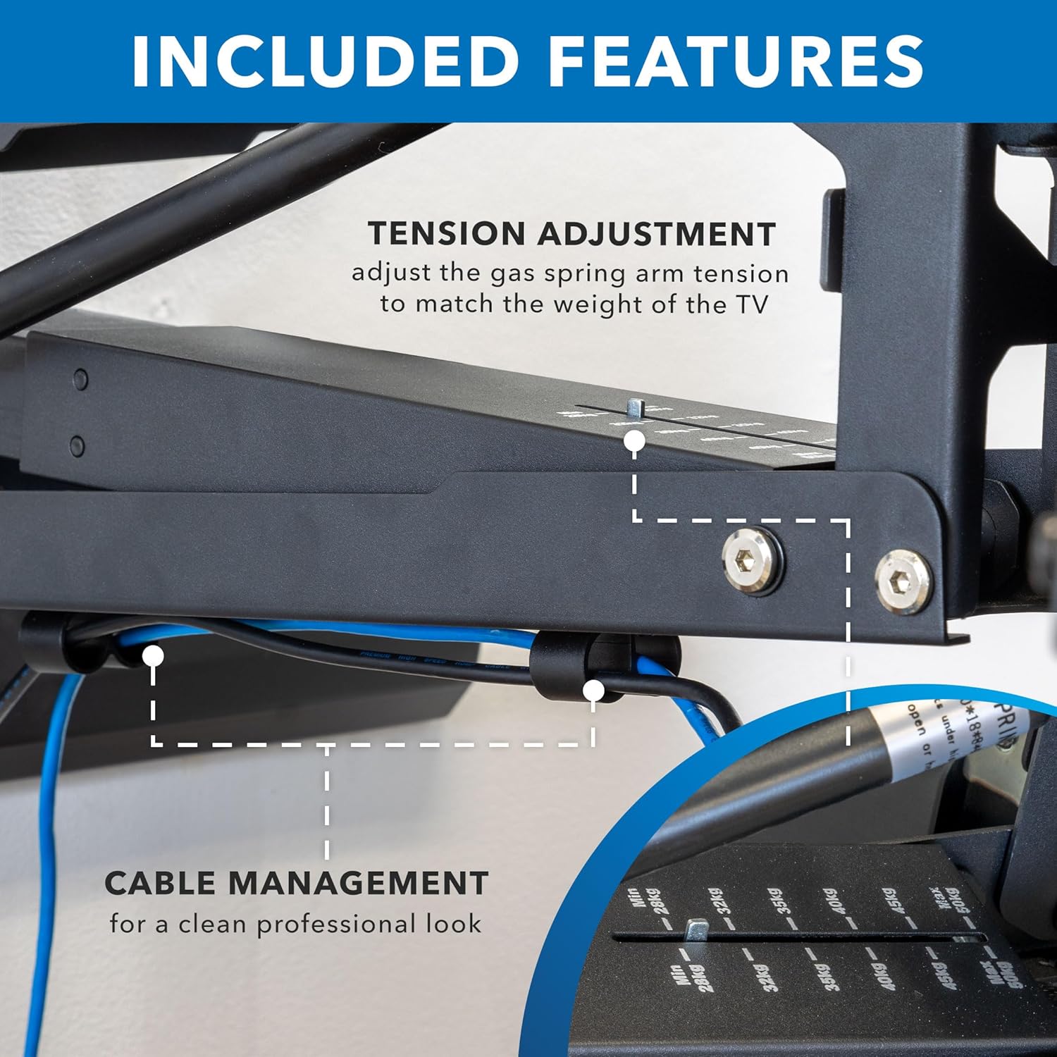 Mount-It! Fireplace Mantel TV Wall Mount, Above Fireplace Height Adjustable TV Mount, Pull Down Mantle Mount with Spring Assist, 65-85 inches, VESA 100x100 to 800x500, max 110 lb Weight For 65" - 85" TV, 75-110 Lbs
