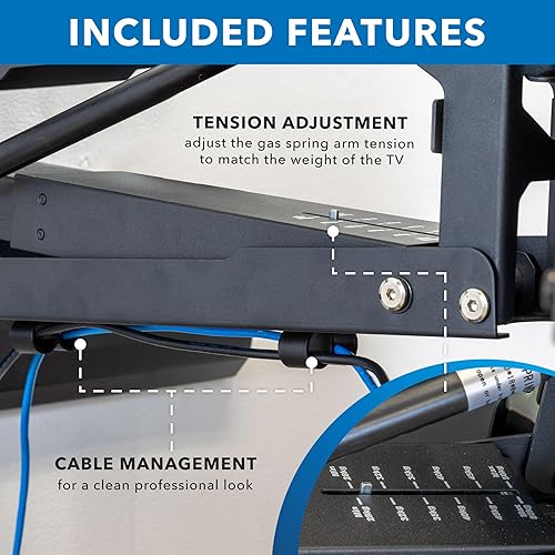 Miniatura 7 de Mount-It! Soporte de pared para chimenea de TV, soporte de TV ajustable sobre la chimenea, montaje de manto desplegable con asistencia de resorte,