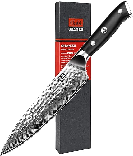 Miniatura 1 de SHAN ZU Cuchillo de chef, cuchillo de acero de Damasco de 8 pulgadas, cuchillo de chef profesional afilado de acero de alto carbono, cuchillos