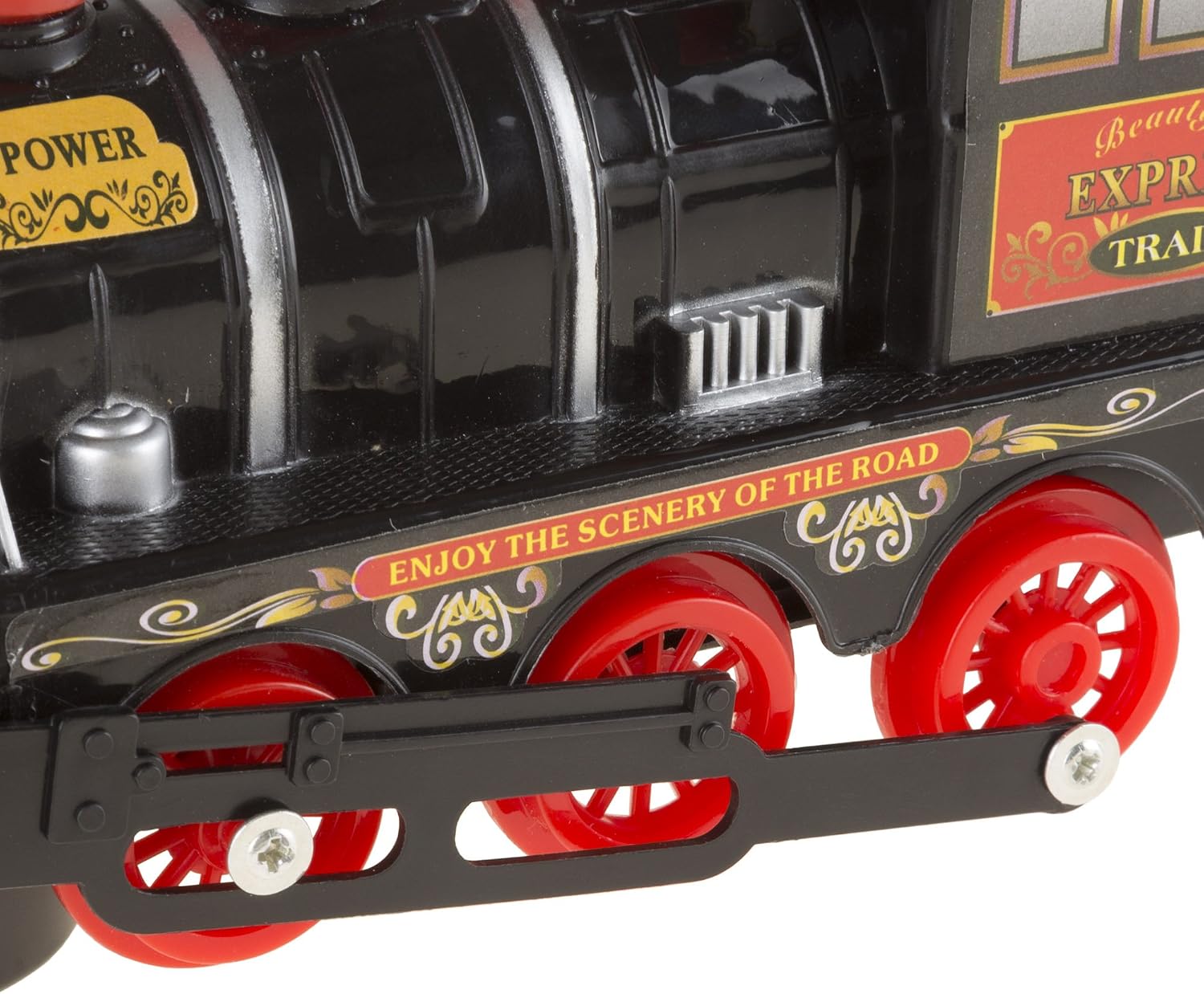Hey! Play! Toy Train Locomotive Engine Car with Battery-Powered Lights, Sounds and Bump-n-Go Movement for Boys and Girls Black