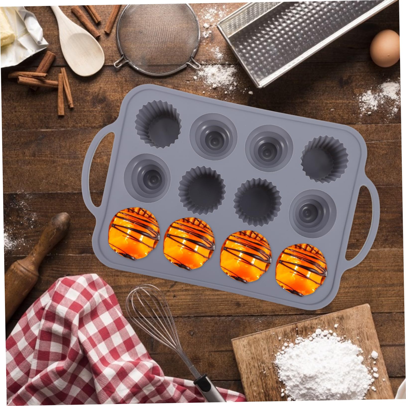 COLLBATH Silikon Backformen Mit Mulden Für Cupcakes Und Schokoladeherstellung Lebensmittelecht Mit Edelstahl-innenseite Für Einfaches Entformen Und Stabile Handhabung