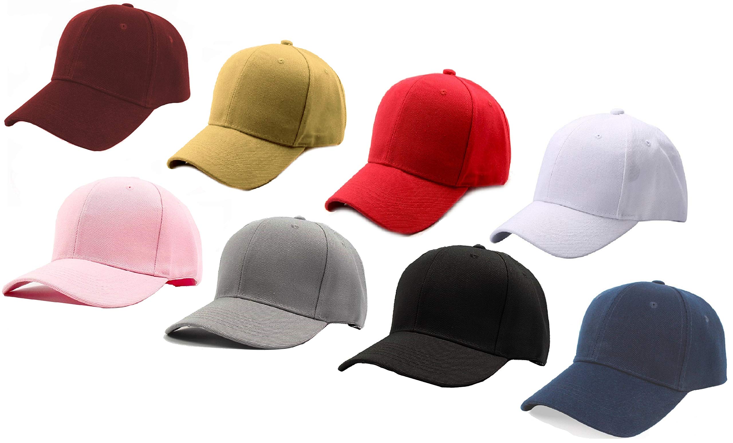 Unisex Cotton Blend Cap (Pack of 8) (ALC-8CAP_Multicolour_Free Size)