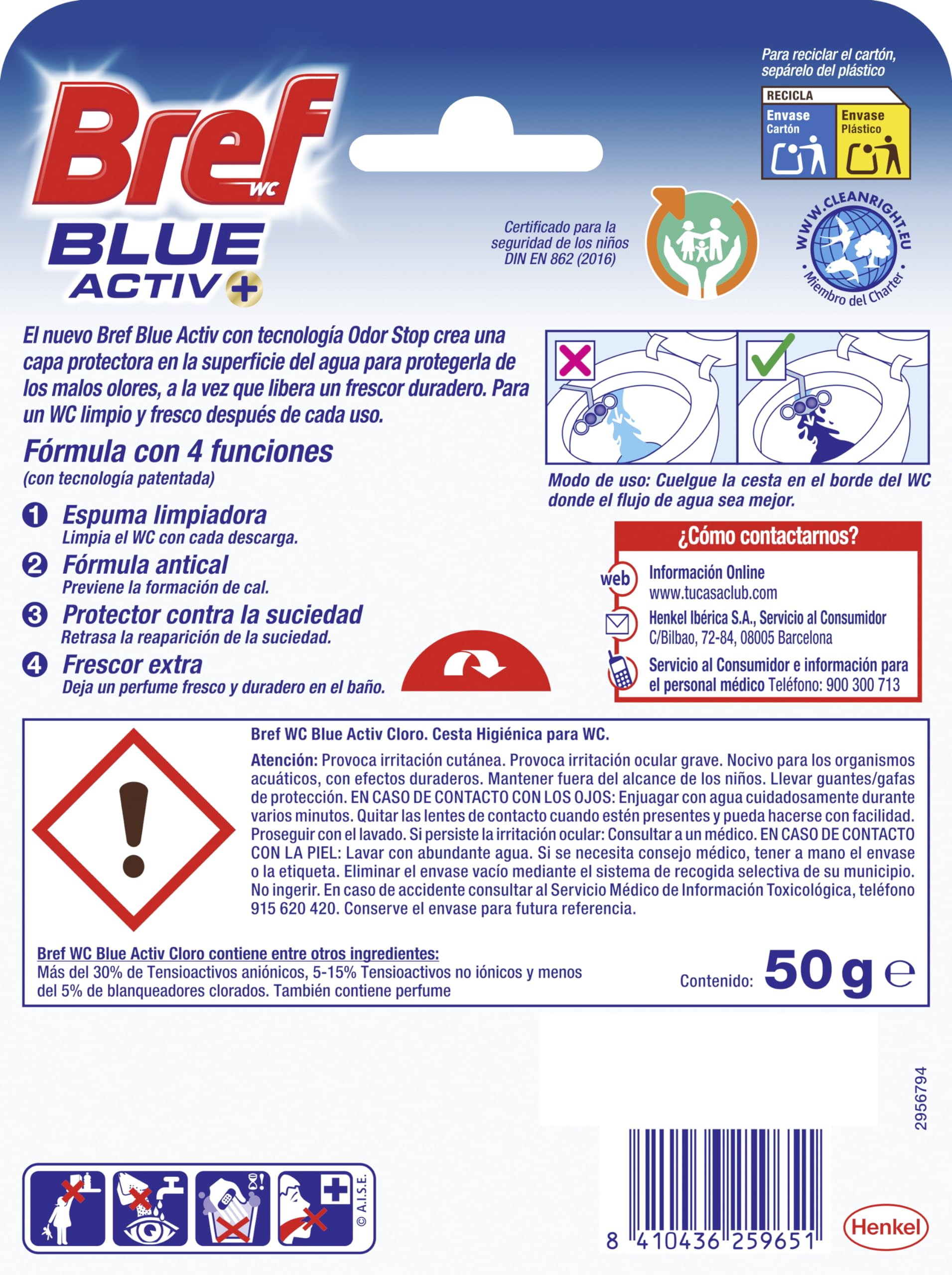 Bref WC Poweractive Lot de 10 nettoyants pour les toilettes