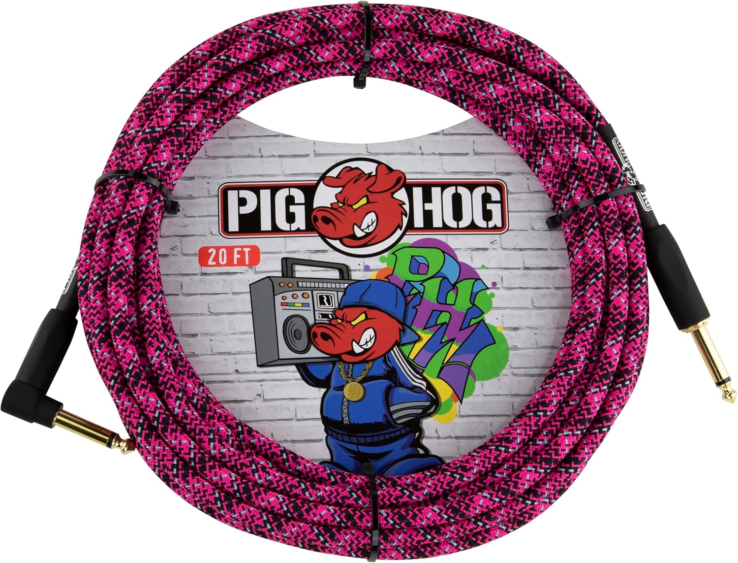 Pig Hog PCH20GPKR Instrument Cable, Pink Graffiti