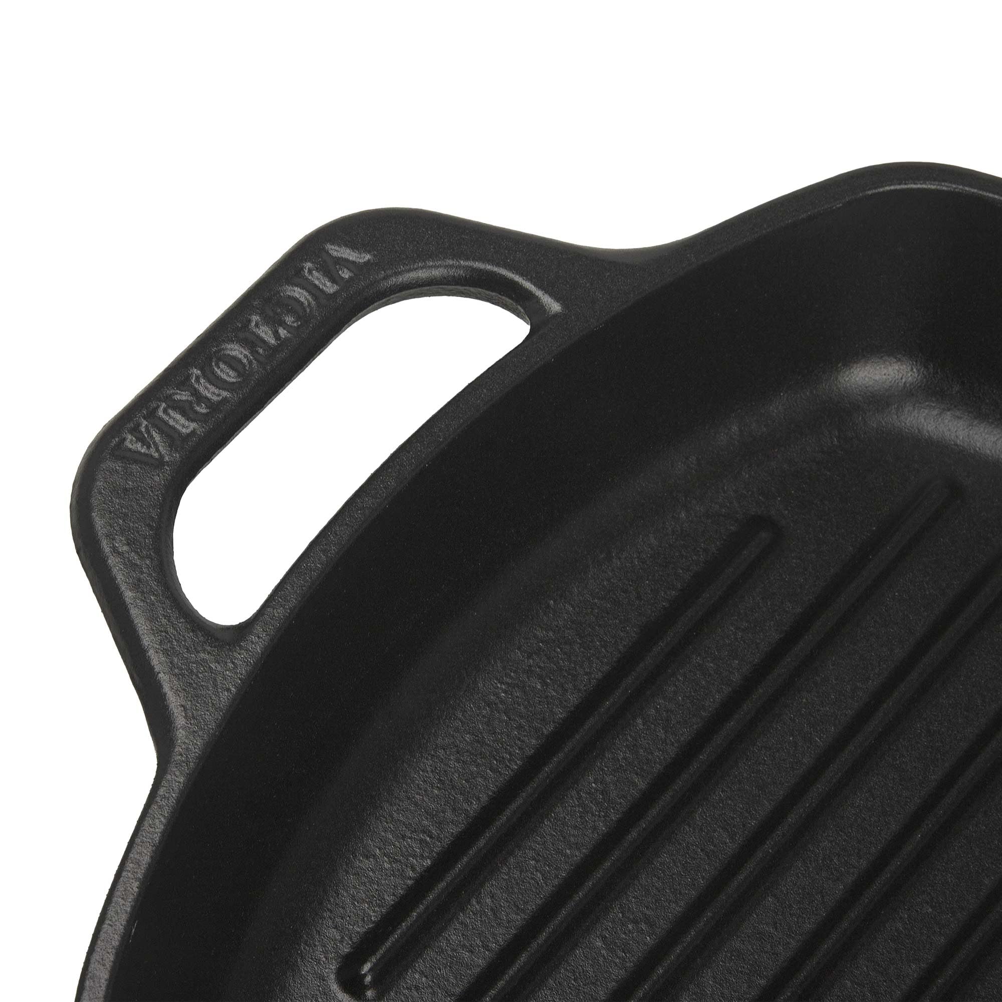 VICTORIA Padella Bistecchiera in Ghisa Smaltata Induzione da 25x25 cm, Adatta per, Fuoco, Barbecue, Forno, Vetroceramica e Gas, Cast Iron Skillet Senza Sostanze Tossiche, Senza PTFE e PFOA