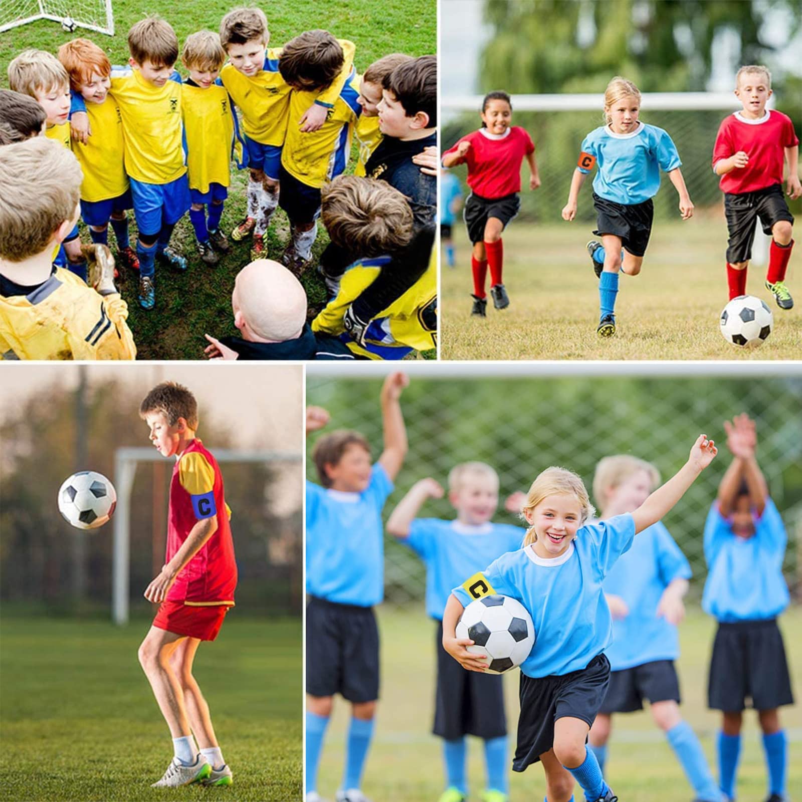 Lot De 6 Brassards Capitaine De Football – Élastiques Et Colorés (Rouge, Bleu, Jaune, Orange, Vert, Rose) – Pour Enfants Et Adultes