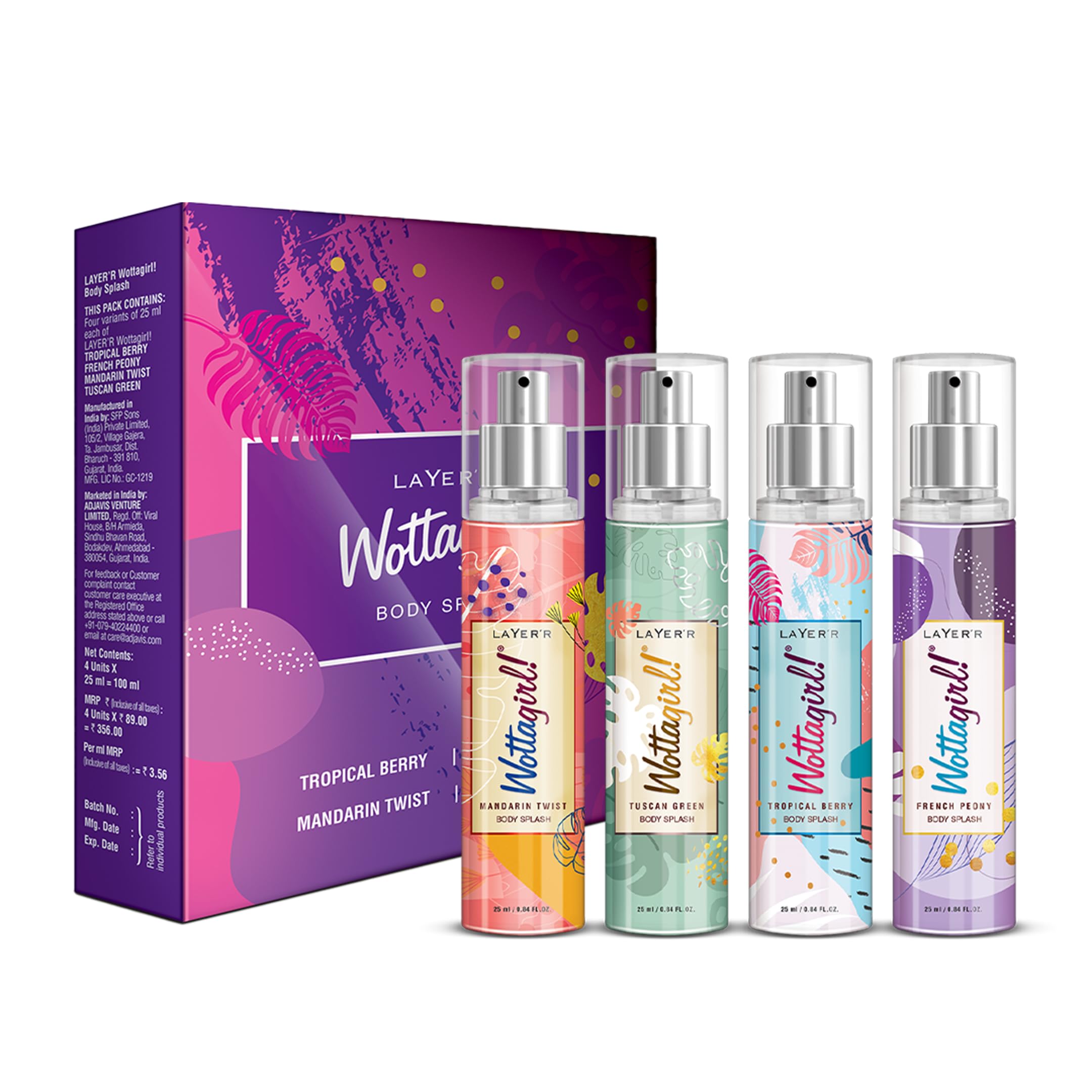 Wottagirl Wood Body Splash Spray For Women, 25Ml (Pack Of 4)