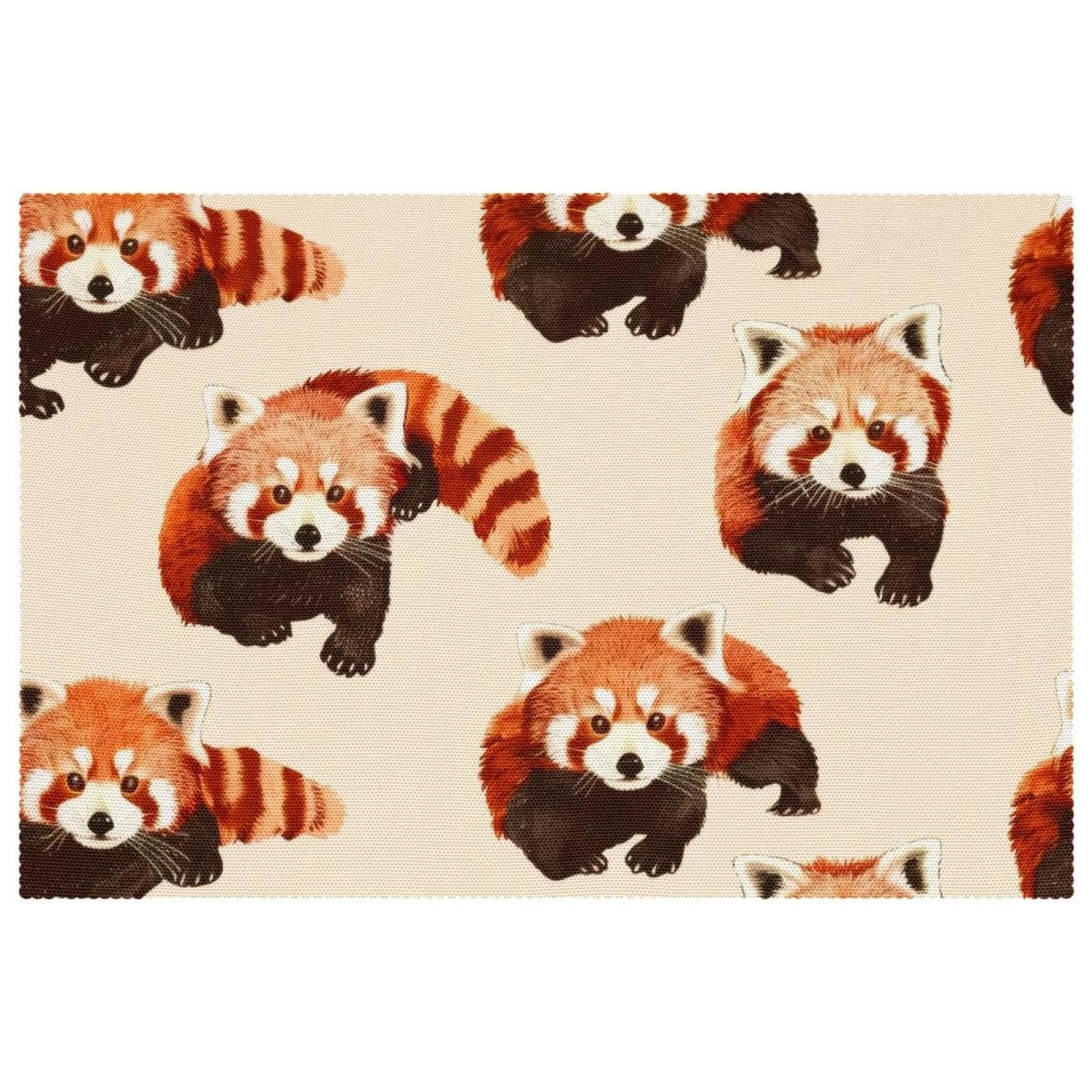 Sets de table pandas rouges lot de 6 lavables pour salle à manger