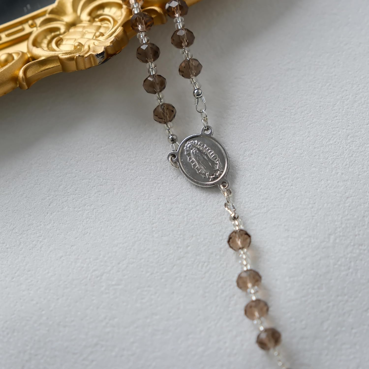 Crystal Rosary Necklace - Complete Traditional Prayer Beads with Crucifix, for Catholic Rosary, Meditation and Spiritual Reflection - Image 4