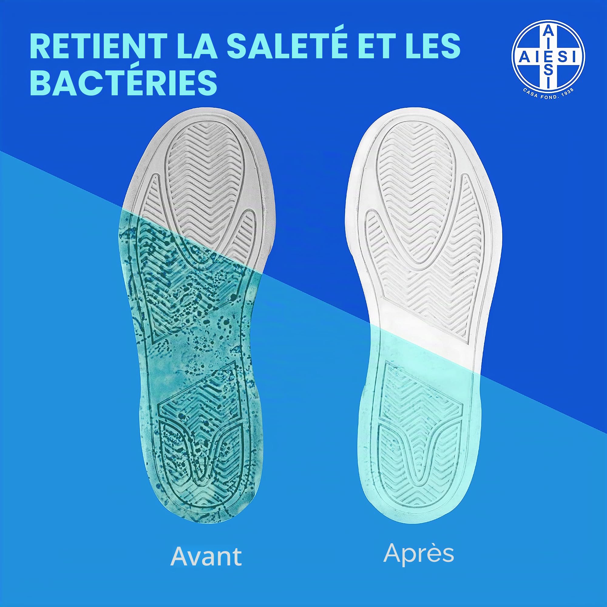AIESI® Tapis décontaminant Amovible adhésif 30 Feuilles détachables avec Bactericide Bleu Dimensions 60x115 cm (5 Tapis avec 30 Feuilles), Antibactérien, Antipoussière