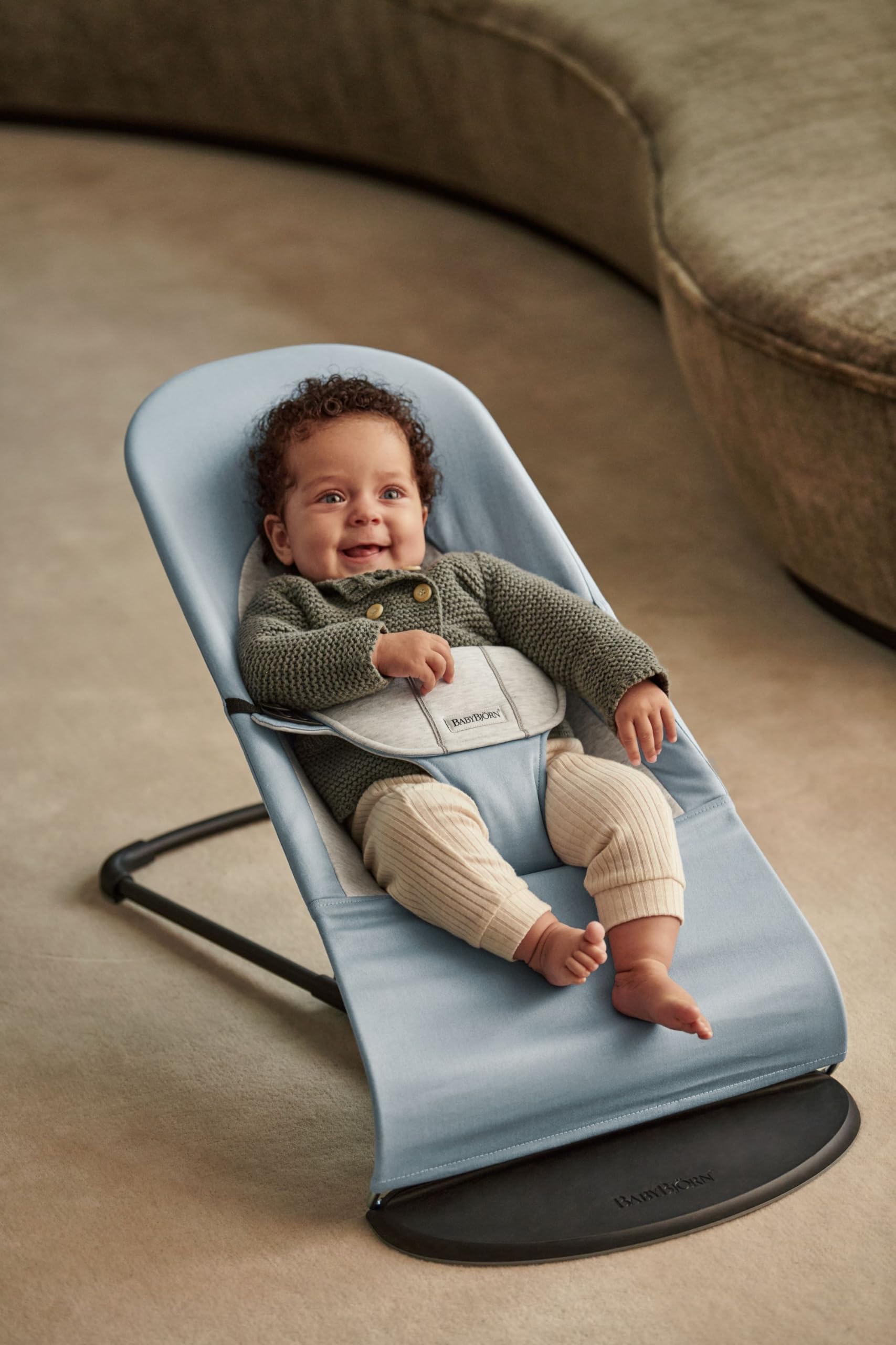 BabyBjörn Babywippe Balance Soft, Gewebt/Jersey, Blau/Grau