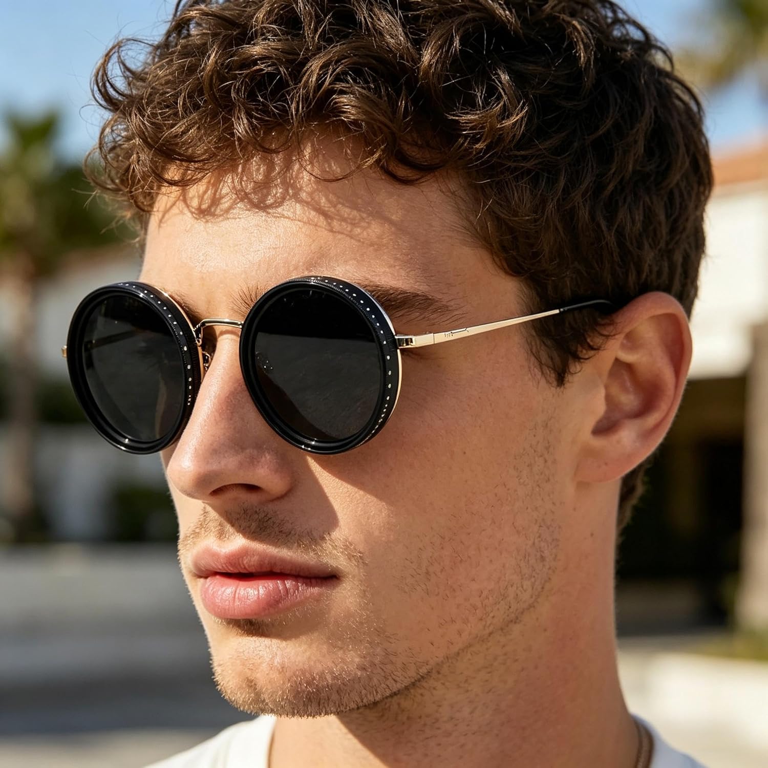 OUANGANC Adjustable Polarized Sunglasses - 9-Gear Tint, ND2-400 UV Protection, Retro Round Glasses