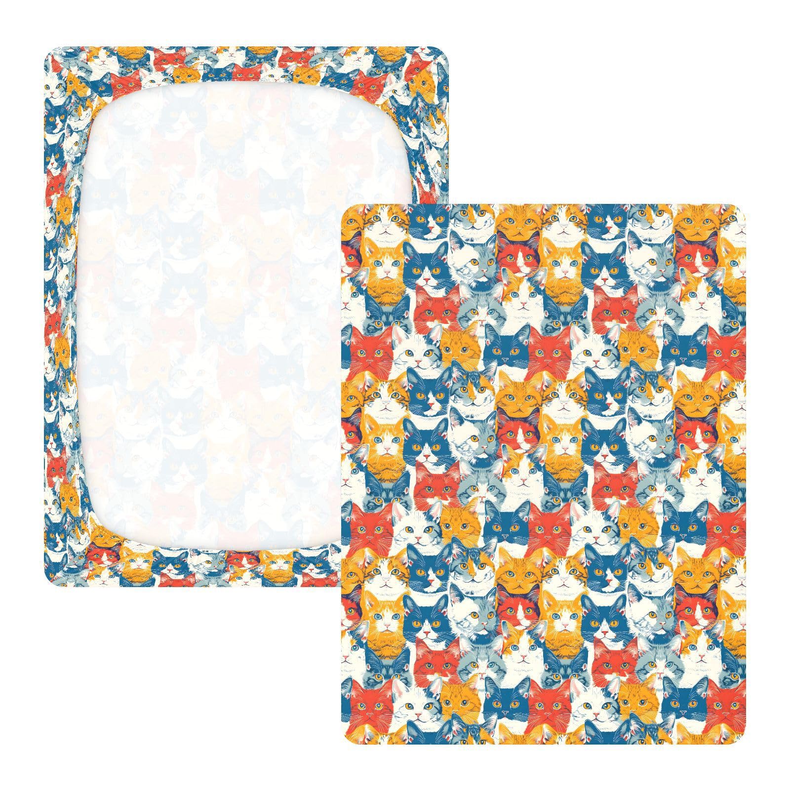 Drap-housse pour berceau de bébé motif chats aux couleurs vives pour garçons et filles, matelas standard doux, 71,1 x 132,1 cm