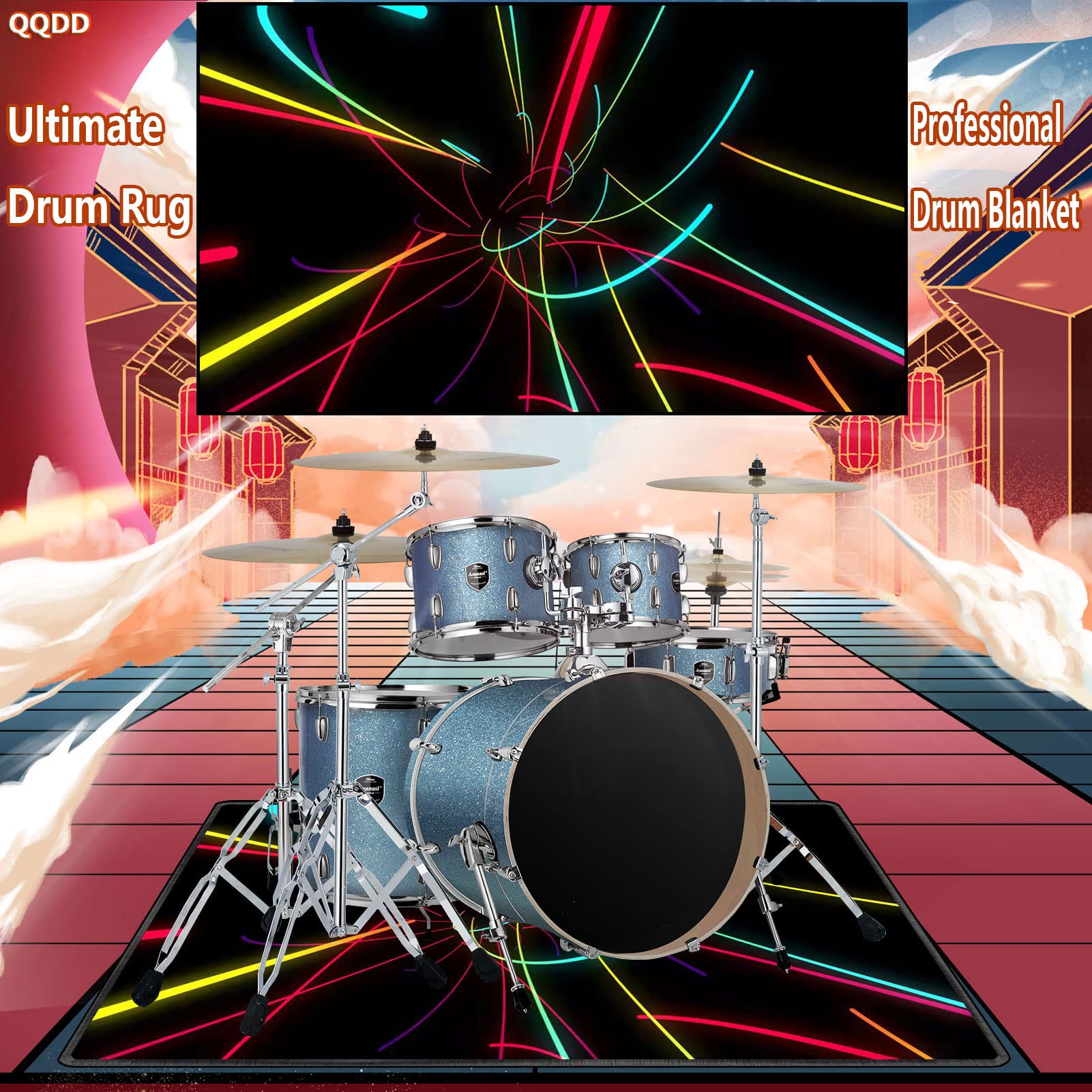 QQDD Drum Rug Mat Geluiddichte Antislip Tapijten Deken Voor Elektronische Drums Bass Snare Rekken Kit Muziekinstrumenten Professioneel Tapijt 80cm 200cm 2855789371