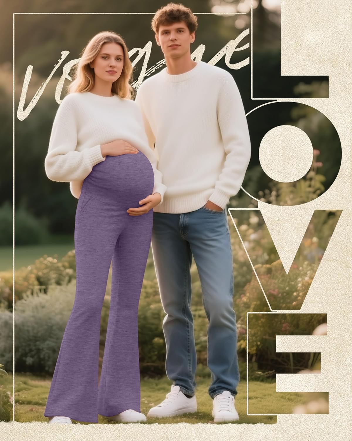 3 Pack Women's Maternity Pants Over The Belly Pregnancy Pants Comfy Bootcut Pregnant Sweatpants with Pockets - Image 2