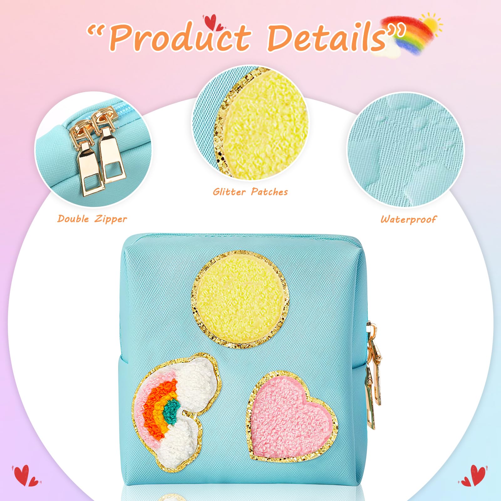 2 Pack Period Bag, PU Leather Sanitary Napkin Storage Bag for Feminine Pads Liners Tampons and Reusable Pads,Functional Sanitary Pads Pouches First Period Kit for Women Ladies Gift