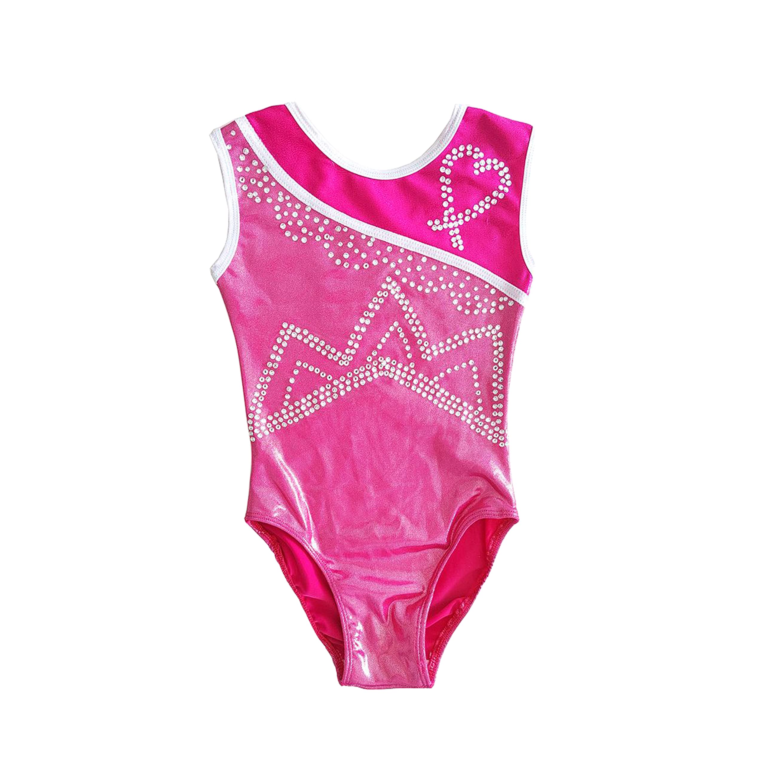 Justaucorps de gymnastique rythmique rose rouge chaud en tissu estampé pour fille