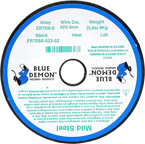 Miniatura 22 de Blue Demon ER70S6 X .030 X 2 LB MIG/GMAW Alambre de soldadura de acero al carbono, todas las posiciones, salpicaduras bajas, formulado