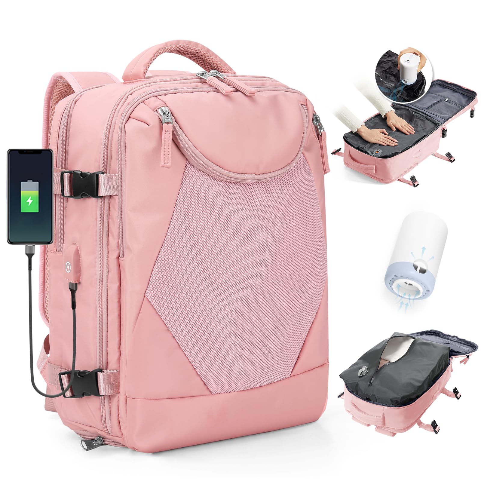 BJLFS Borse da Cabina per Ryanair 40x30x20 Zaino Wizzair Sottovuoto da viaggio 40x20x25 Bagaglio a Mano con compressione sottovuoto,Zaino Easyjet 45x36x20,Zaini Casual per laptop da 14 pollici