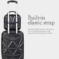 Vista 3 de AMKA Juego de equipaje giratorio extensible Gem Hardside, Negro -, Spinner de mano extensible Hardside con estuche cosmético incluido