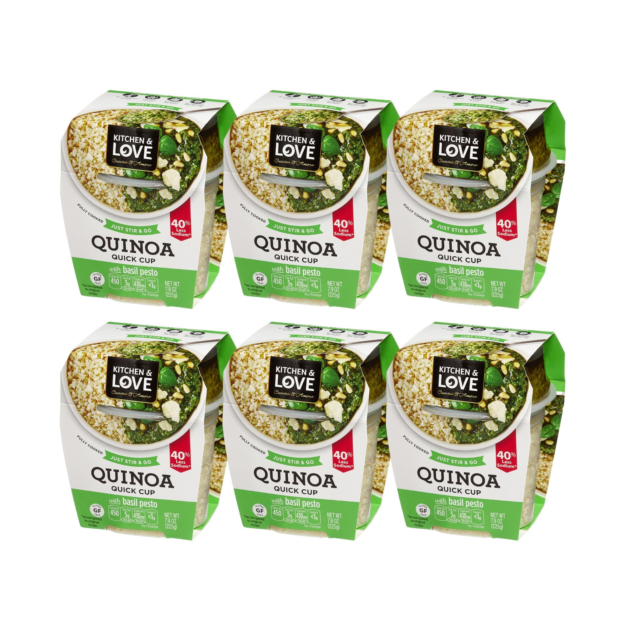 Kitchen & Love Basil Pesto Quinoa Quick Meal 6-Pack | Gluten-Free, Ready-to-Eat, No Refrigeration Required