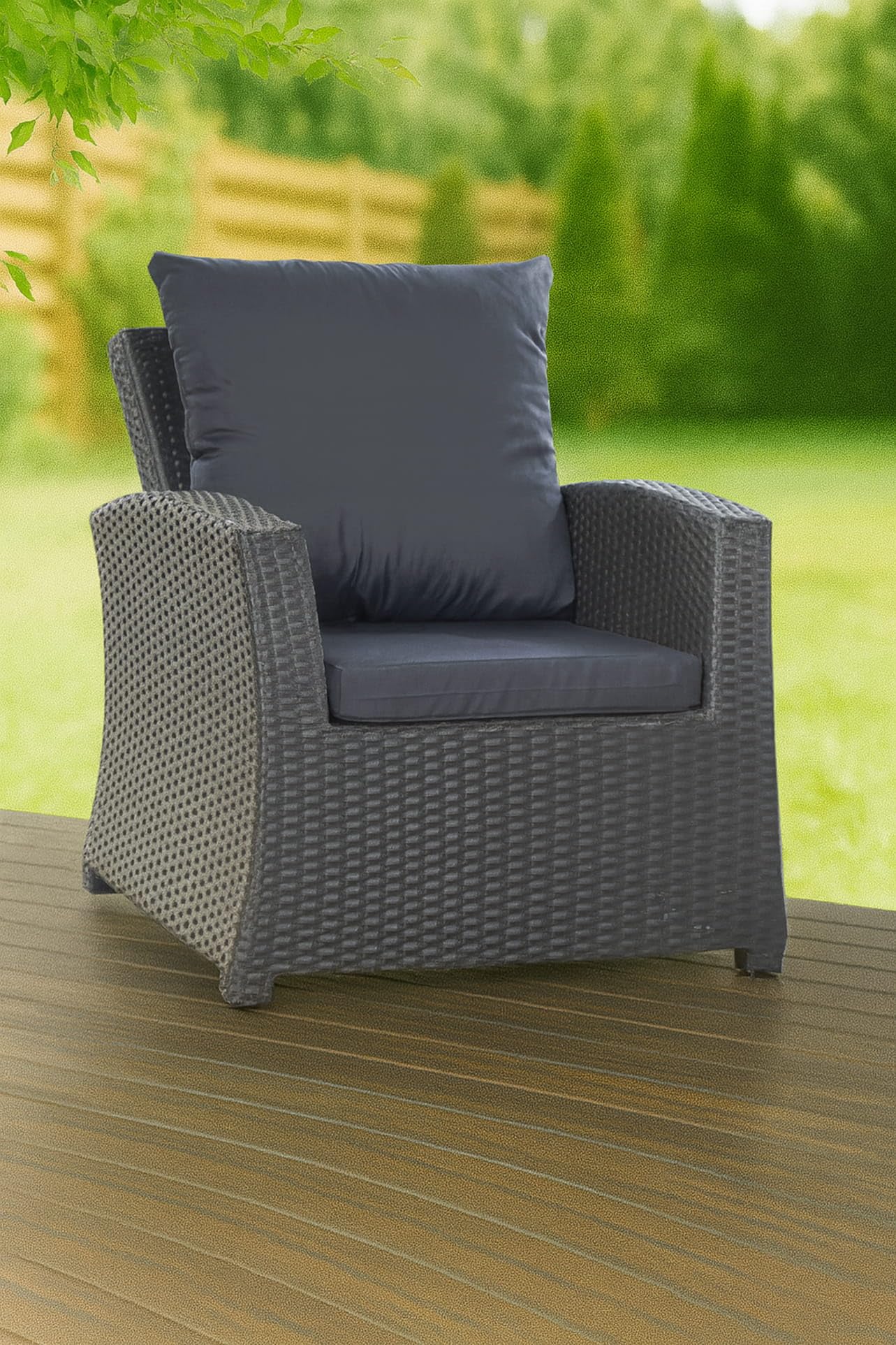 Coussin de jardin anthracite pour fauteuils, chaises de jardin et meubles en rotin - Résistant aux intempéries - Polyester